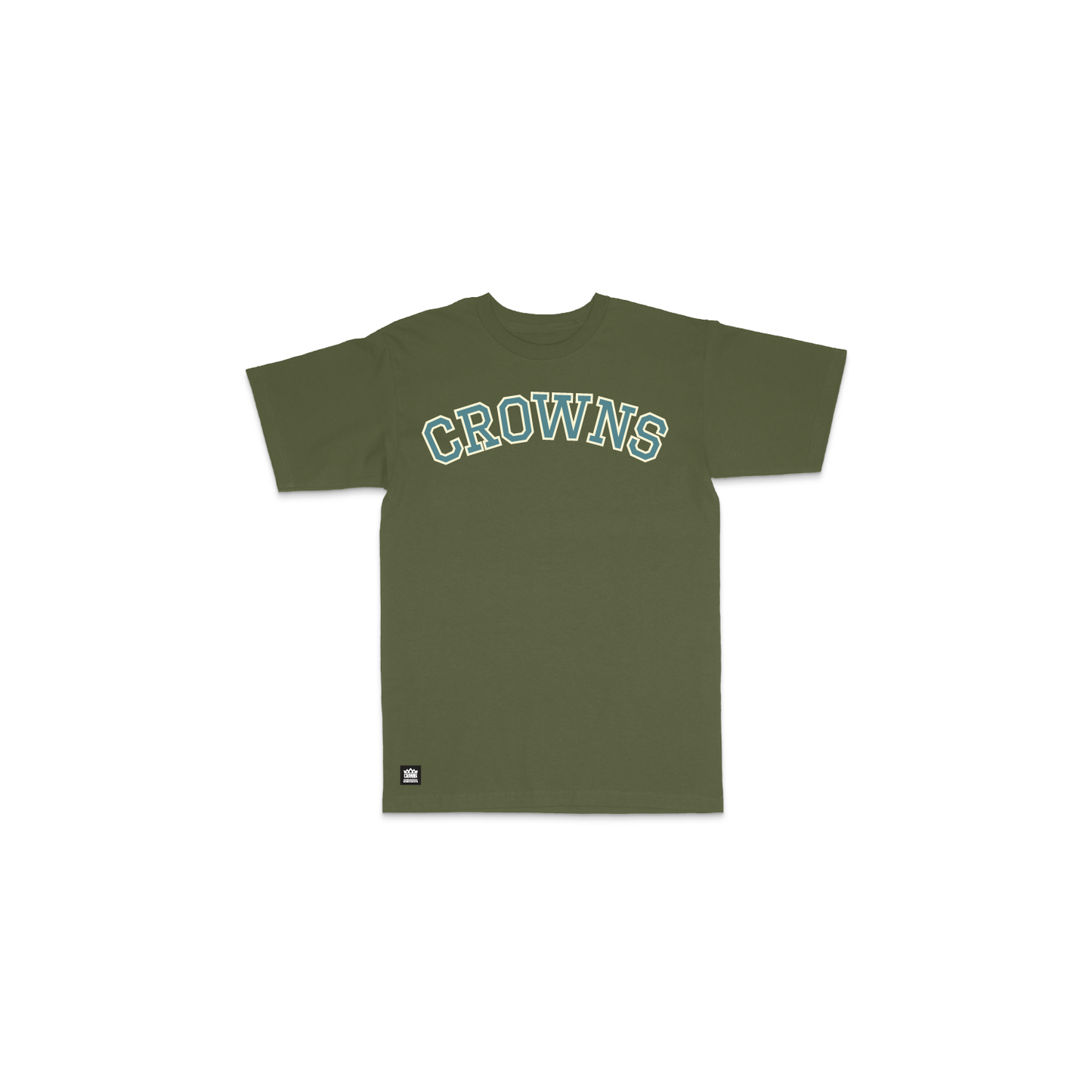Crowns Collegiate Tee - Olive w/ Turquoise