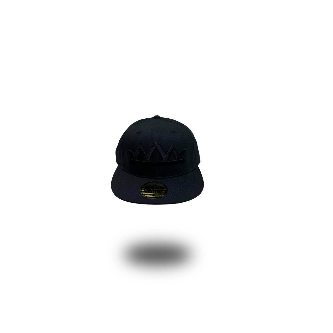 Crown Logo Fitted Hat - Black on Black Ripstop