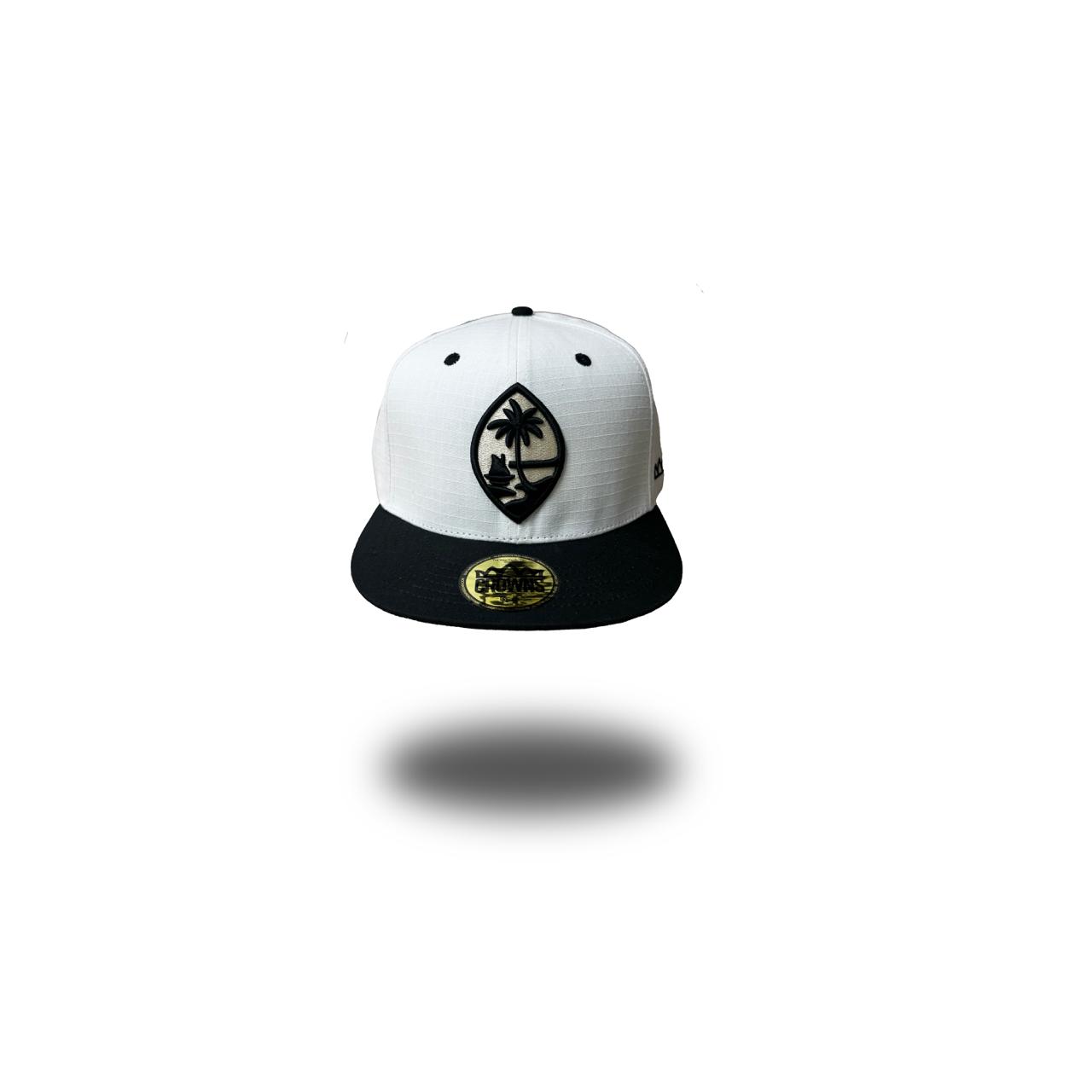 Guam Seal Snapback -Domino on Ripstop ( Black on White)