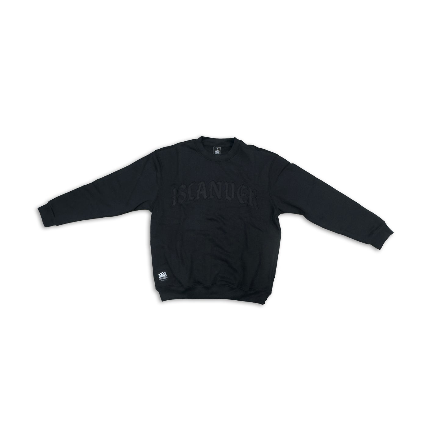 Islander Crewneck (Olde' English)- Black on Black