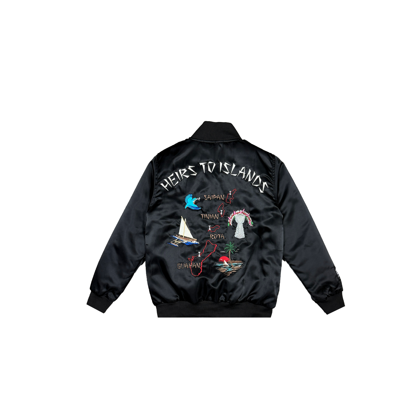 Heir to the Crown Map Kid's Satin Bomber Jacket- Black