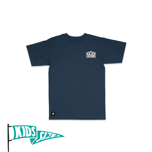 Standard Logo Youth Tee - Cream on Denim Blue