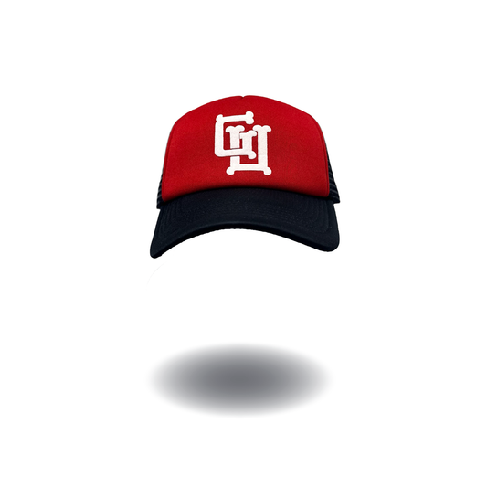 GU Bones Logo Trucker -Red w/ Black Brim