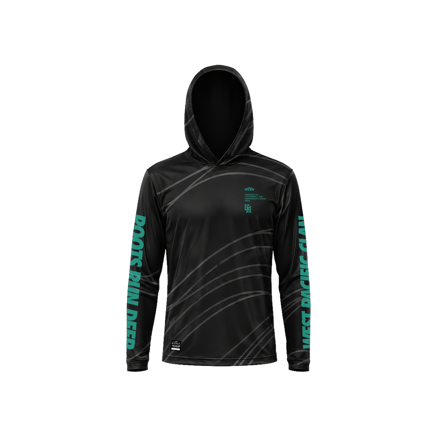 City Roots L/S Drifit Hoodie  - Black w/ Tiffany Blue