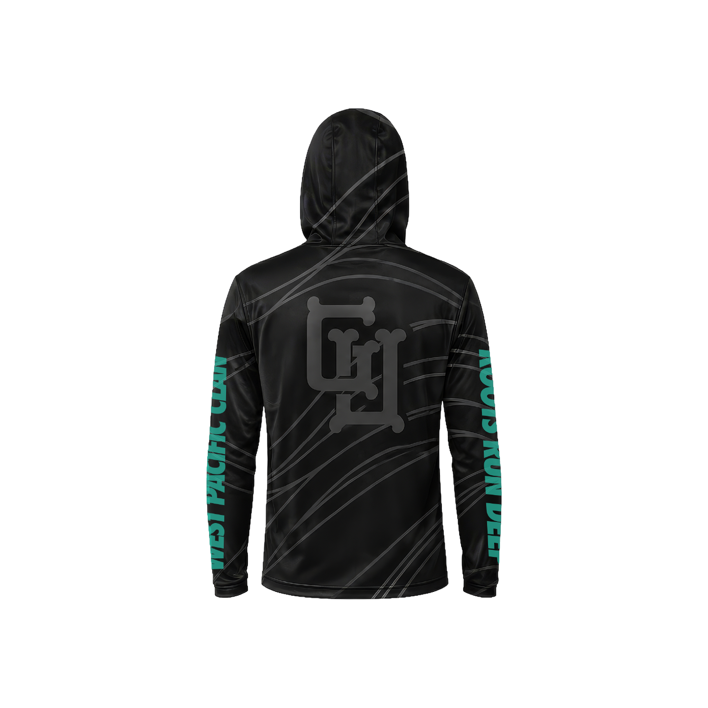 City Roots L/S Drifit Hoodie  - Black w/ Tiffany Blue