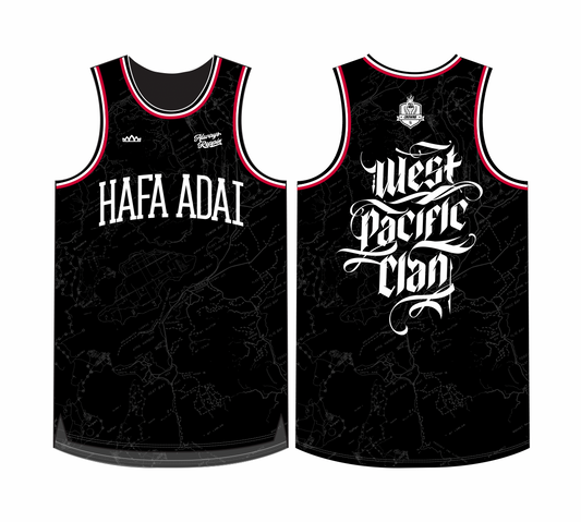 Hafa Adai Jersey Tank - Bloodline Blueprint ( Black w/ Red)