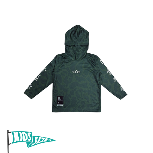 Standard Logo Drifit L/S Youth Hoodie - Marianas Camo (Hunter Green)