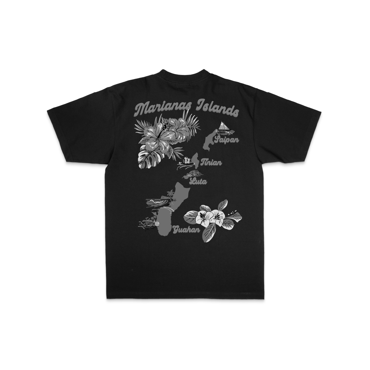 Mariana Islands Tee - Grey on Black