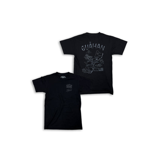 Map of Guam Tee- Black on Black