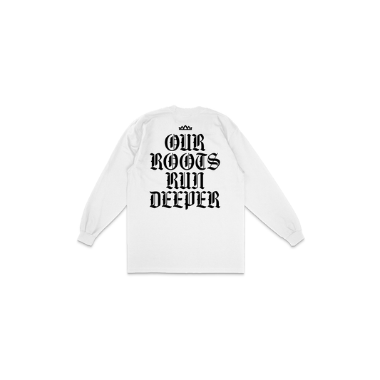 Root Heritage Script L/S Tee - Black on White