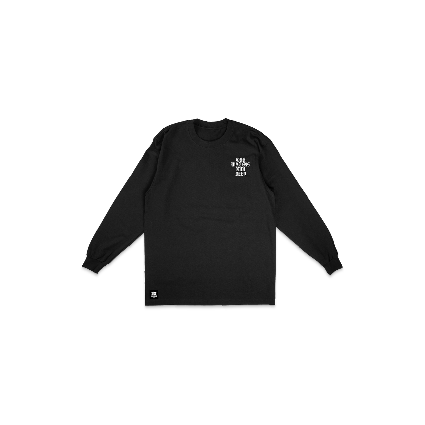 Root Heritage Script L/S Tee - White on Black