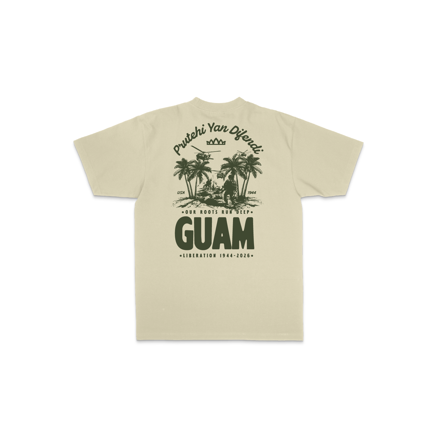 Prutehi Village Tee - Olive on Cream