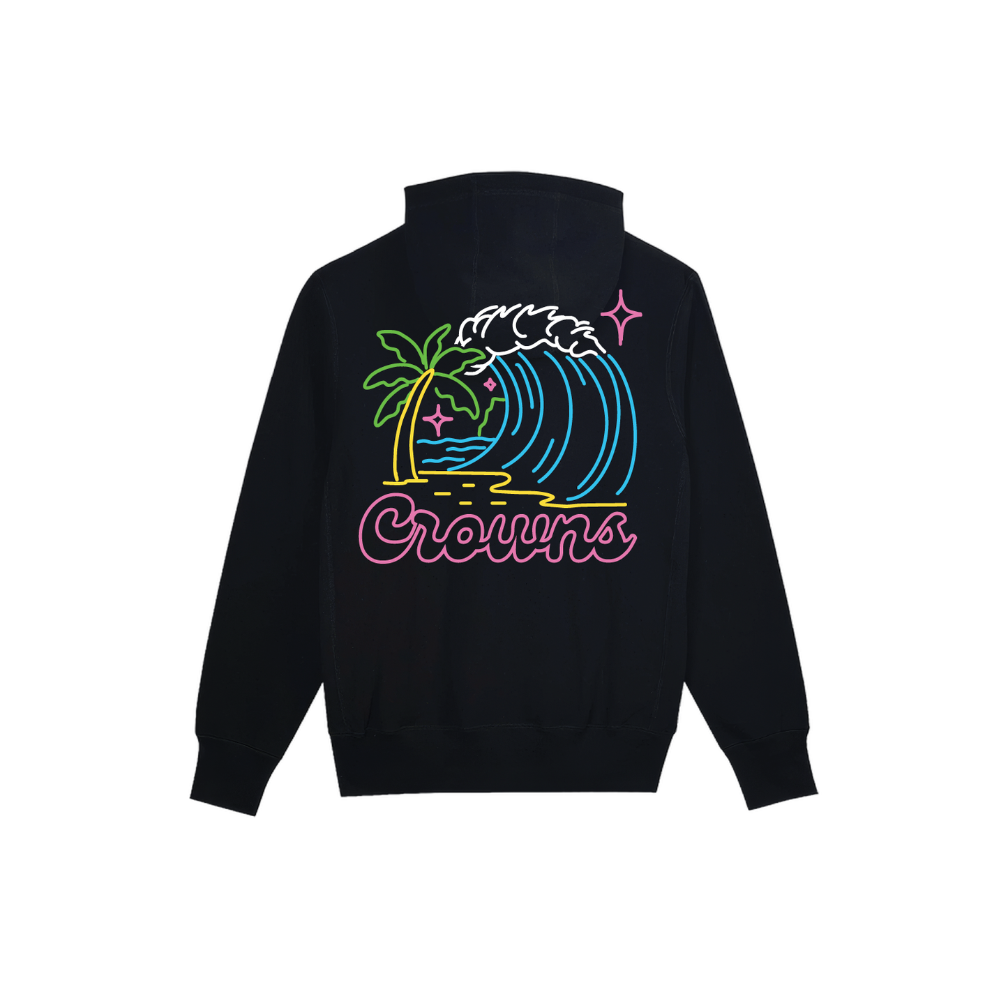 Waves of Neon Zip Up Hoodie- Black
