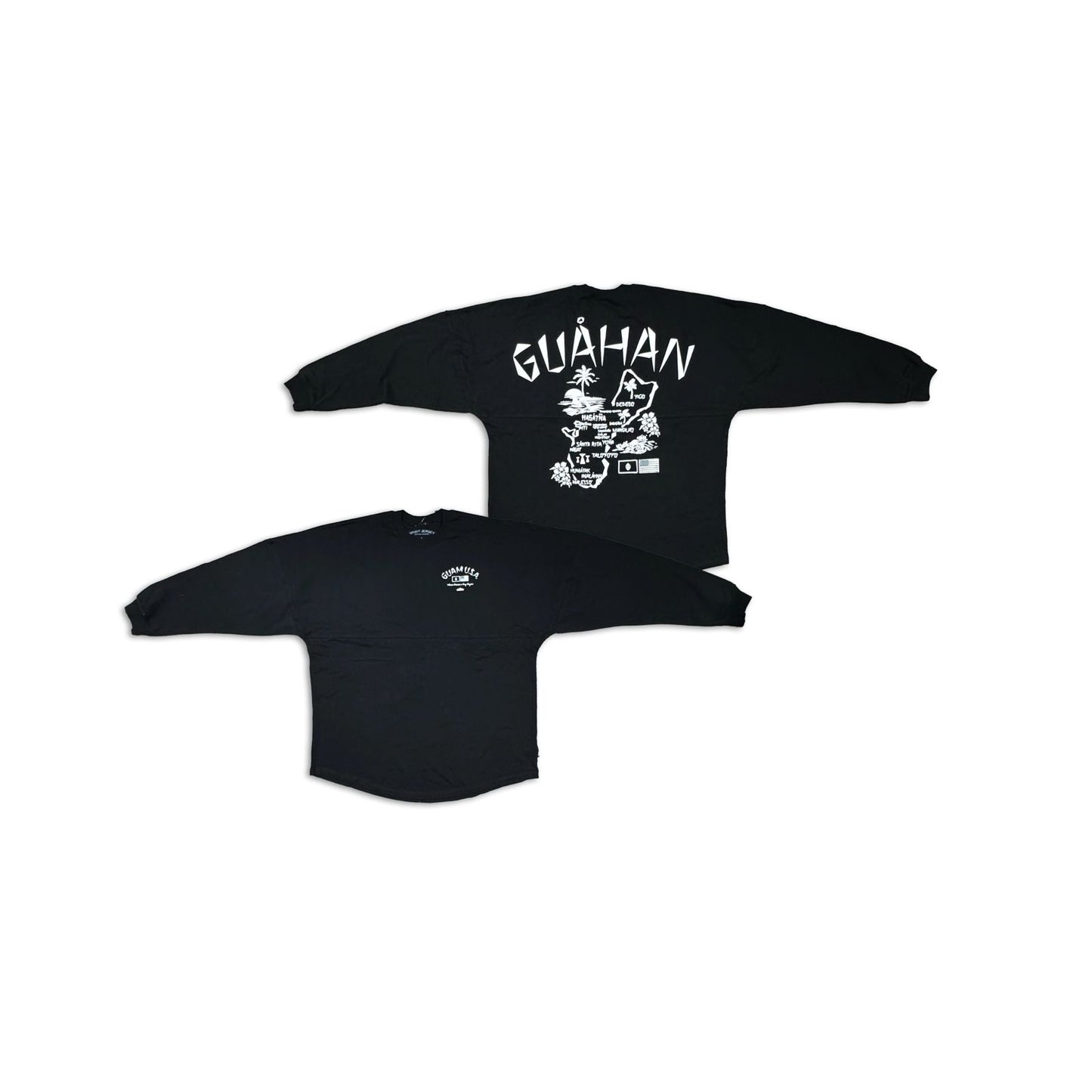 Map of Guam Active Crewneck- White On Black