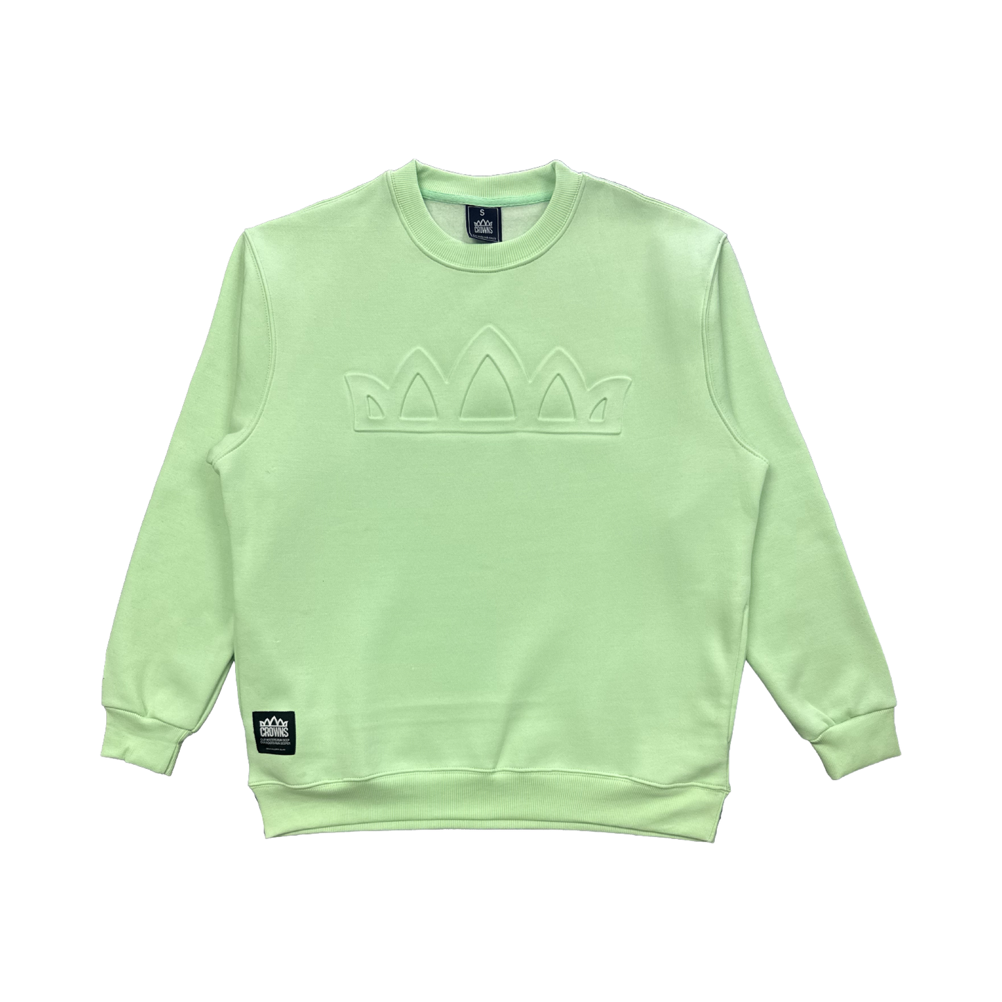 Embossed Logo Fleece Crewneck - Sage Green